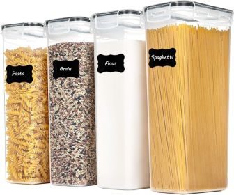Airtight Food Storage Containers with Lids, 4 PCS 2.8L Pasta Containers for Pantry Organization and Storage, BPA Free Kitchen Canisters for Spagh